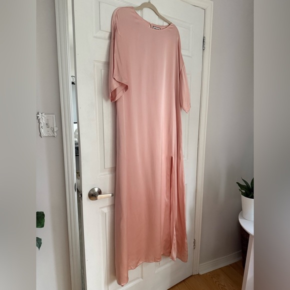 Paul & Joe powder pink satin short-sleeve maxi dress - size FR 44 (Large) NWOT - Picture 6 of 7